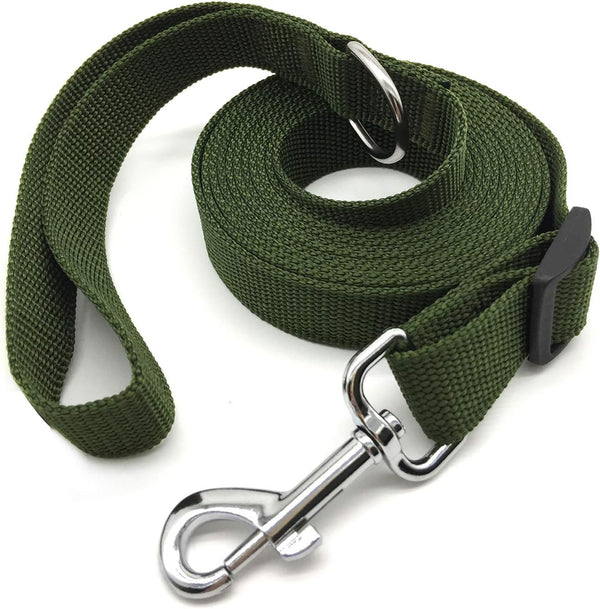 10FT Adjustable Dog Leash, Nylon for Medium Large Dogs, Green
