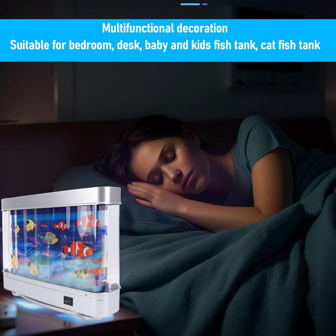 Fake Fish Tank with Moving Fish, Mini Artificial Tropical Fish Decorative Moving Sensory Aquarium Lamp, Virtual Ocean
