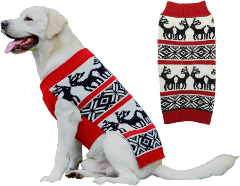 Lanyarco Ugly Dog Christmas Sweaters - Xmas Reindeer Holiday Pet Clothes for Large Dogs, XX-Large