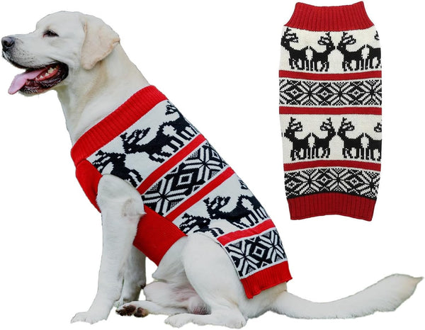 Lanyarco Ugly Dog Christmas Sweaters - Xmas Reindeer Holiday Pet Clothes for Large Dogs, XX-Large