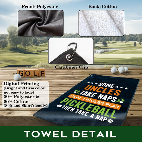 Some Uncles Take Naps Real Uncles Play Polyester Cotton Blend Printed Sport Towel, Funny Pickleball Accessories