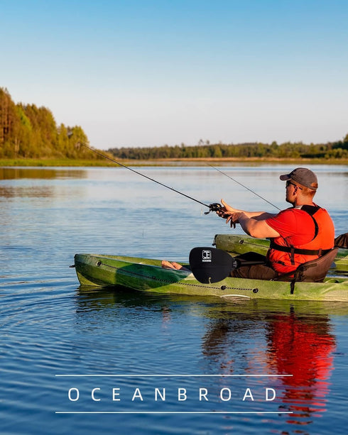 OCEANBROAD Adjustable Fishing Kayak Paddle - 94in/240cm to 102in/260cm Aluminum Alloy Shaft with Paddle Leash