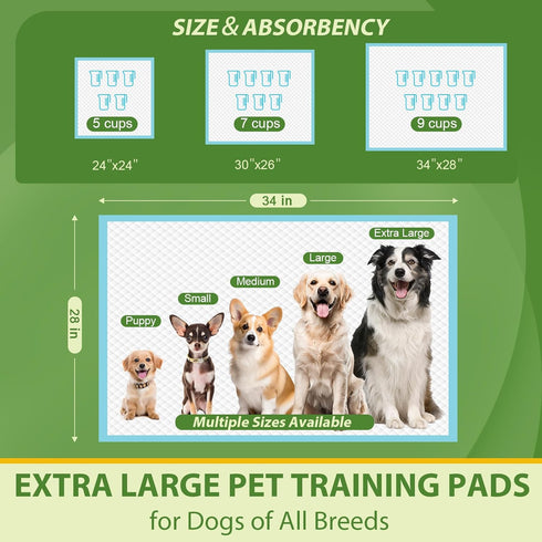 28"x34", 30 Count DEEP DEAR Extra Large Dog Pads Thicker Puppy Pads XL, Super Absorbent Pee Pads for Dogs, Disposable