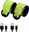 Vantone LED Safety Wristband Lights - 2 Pack Rechargeable High Visibility Glow Bracelets for Night Running and Cycling