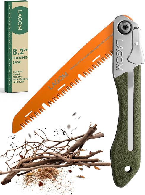LAGOM Folding Saw, 8.2" Camping Hand Saw Made with SK5 Steel, Survival Folding Camp Saw