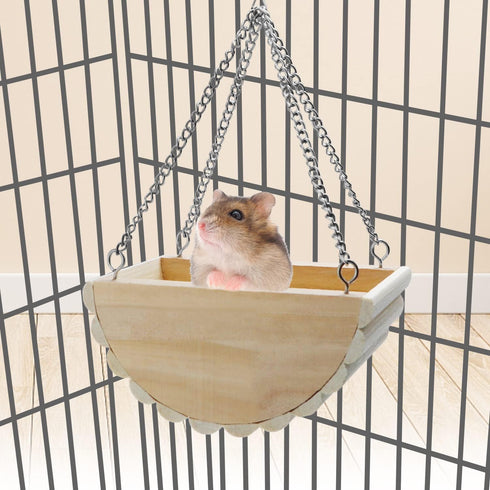 Hamster Wooden Swing Toy Hanging Bed for Gerbil, Rat, Mouse, Dwarf Hamster