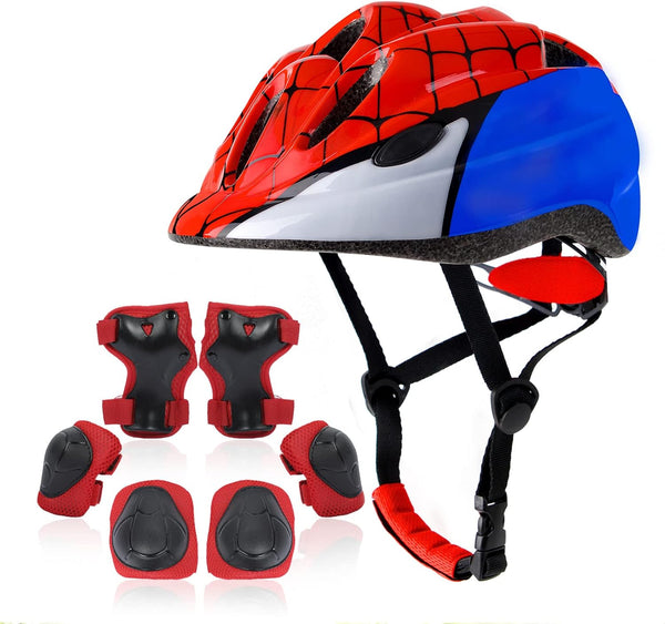 Kids Helmet Set, Toddler Helmet for Boys & Girls Age 3-8 with Knee, Elbow Pads, Wrist Guards for Bike, Skating