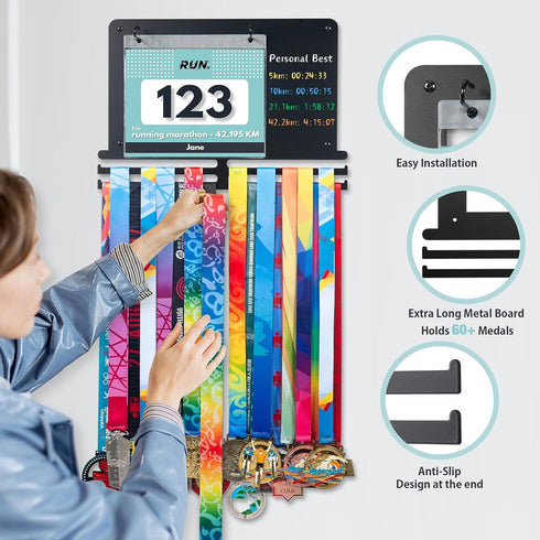 BYondPulse 40 80 Medal Hanger Display, Race Medal Holder Wall Hanger, Race Medal Display, Medal Holder | Holds Medals
