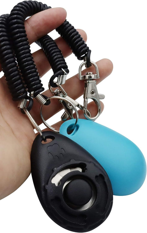 Pet Training Clicker with Wrist Strap, Dog Training Clickers (New Black + Blue)