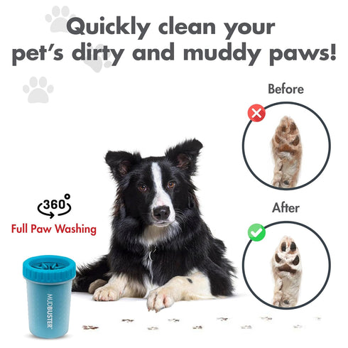 Dexas MudBuster Portable Dog Paw Cleaner, Medium, Blue - Premium Quality Pet Supplies