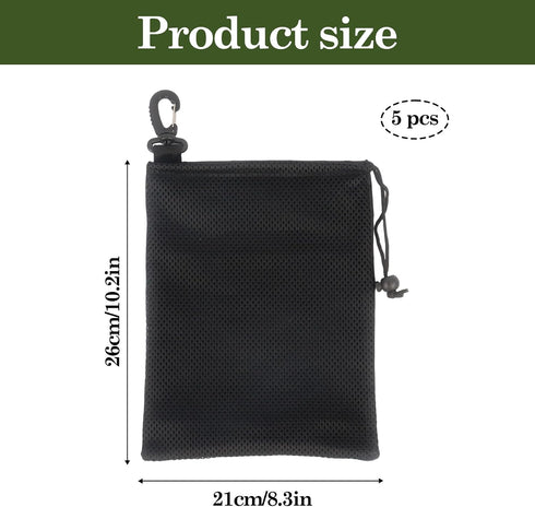 Klmnop 5 Pack Mesh Mushroom Foraging Bags with Clip, Drawstring Toggle Closure Mushroom & Rock Collecting Pouch