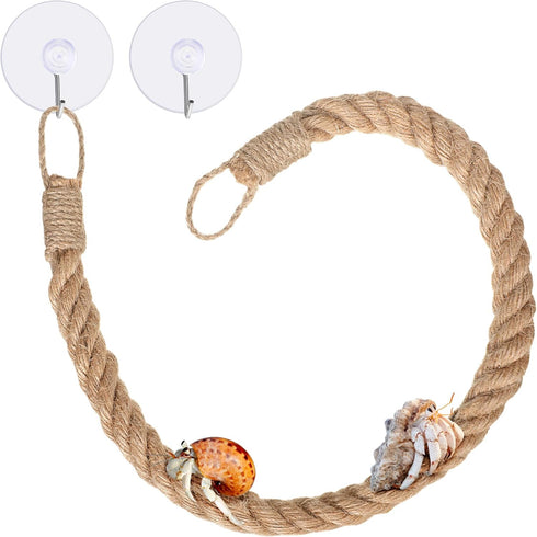 Hermit Crab Toys, 23.6 Inch Climbing Jute Rope Ladder with Hooks, Reptile Tank Accessories for Hermit Crab Lizards