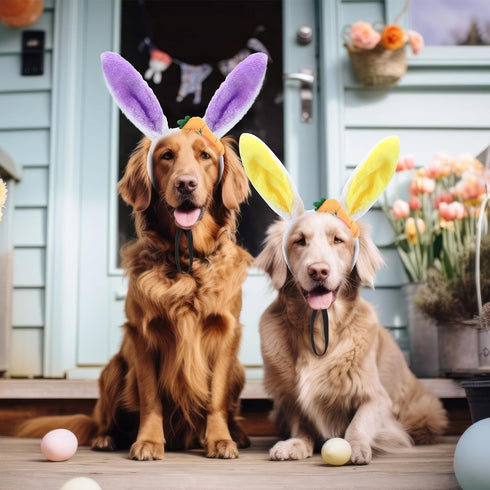 XunYee 8 Pcs Dog Headbands with Bunny Ears, Cute Carrot Rabbit Ears for Dogs, Adjustable Pet Accessories.