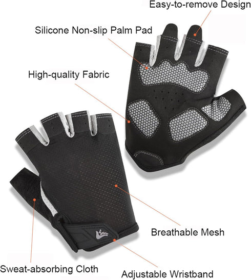 Mealah Workout Exercise Gloves for Men and Women - Breathable Fingerless Gym Gloves for Weightlifting Cycling Training