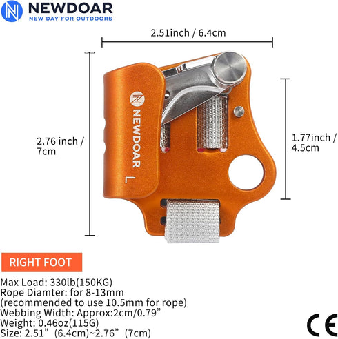 NewDoar Foot Ascender Riser Climbing Device for Rock Mountaineering