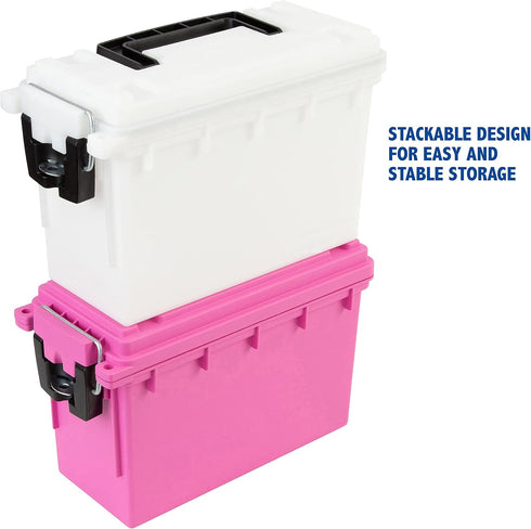 Sheffield 12634 Field Box, Water Resistant Ammo Storage Box for Pistol, Rifle, Shotgun, Stackable, White