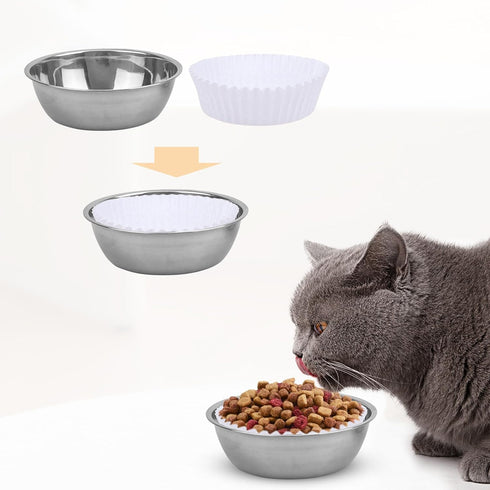 Disposable Pet Food Bowls, Thickening Small Lining, Suitable for Dry and Wet Food, Kittens, Puppies (300 Count)