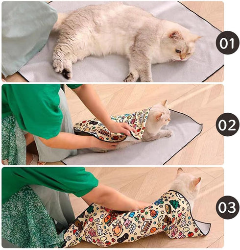 27.6 Inches 11.1lbs) Cat Grooming Wrap Self-Adherent Anti-Scratch Swaddle Restraint Bag for Stress-Free Nail Clipping