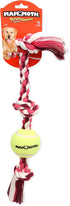 Mammoth Flossy Chews Color 3 Knot Tug w/Standard Tennis Ball – Premium Cotton-Poly Tug Toy for Dogs – Interactive– Rope Dog Toy for Medium Dogs - 20”