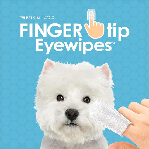 Petkin Fingertip Eye Wipes for Dogs and Cats, 50 Finger Wipes for Cleaning Eye Area and Tear Stains