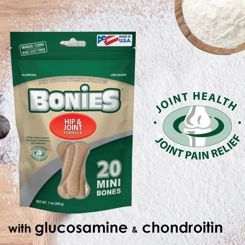 Bonies Natural Hip & Joint Formula Small-Sized Bone, 15 Bones, Glucosamine & Omega Fatty Acids, Low Calories, Chicken