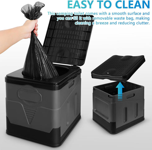 Setup BESTOYARD Folding Portable Toilet for Adults Lightweight Travel Potty Lidded Design Easy Camping Accessory