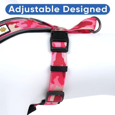 Pawtitas Reflective Dog Harness, Padded Comfort Control for Walks or Runs, Small Pink Dog Vest