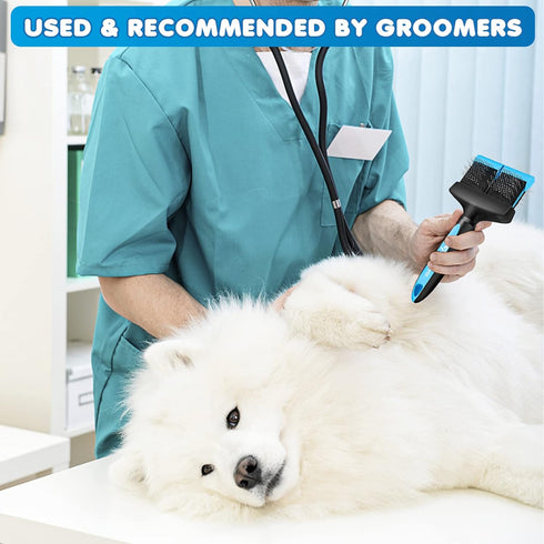 Dual Flex Slicker Brush - Gentle Grooming Tool for Sensitive Dogs & Cats, Ideal for Long Hair, Removes Undercoat and