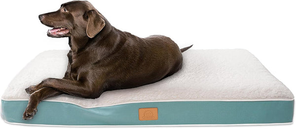 Orthopedic Dog Bed for Large Dogs - Waterproof Deluxe Plush Crate Bed with Removable Washable Cover & Anti-Slip Bottom,