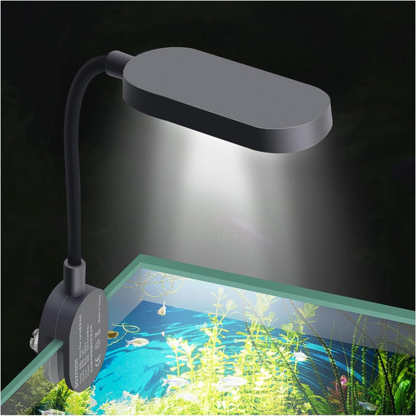 UPETTOOLS Aquarium Light with Adapter - LED Clip on Fish Tank Light, Small Full Spectrum USB Light