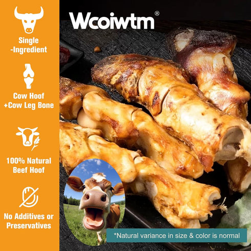 Wcoiwtm Long-Lasting Beef Shin Bone for Aggressive & Heavy Chewers Natural Smoked Beef Shank with Marrow