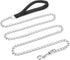 Heavy Duty Chain Dog Leash for Medium Large Dogs, Chew Proof Metal Lead with Soft Padded Handle, Classic Black, 4FT
