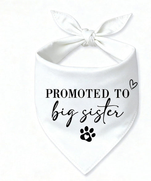 Promoted to Big Sister Dog Bandana Baby Announcement Dogs Bandanas White Pregnancy