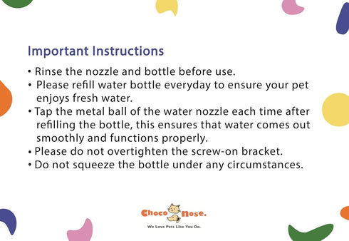 Choco Nose Mini No-Drip Water Bottle/Feeder - 10.2oz for Small Pets, Blue (C125)