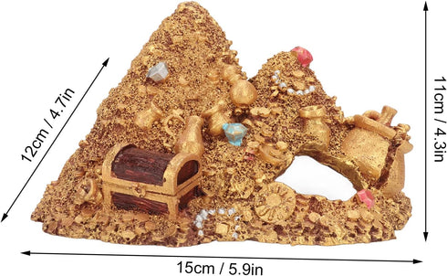 Aquarium Decoration Cave, Gold Mountain Simulation Resin Hideouts for Freshwater and Saltwater, 4.3 x 4.7 x 5.9 inch