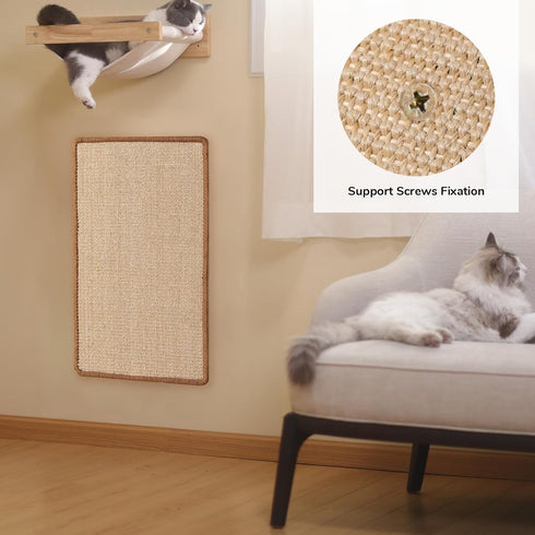 FUKUMARU Cat Scratcher Mat, 23.6 X 15.7 Inch Natural Sisal Mats, Horizontal Floor Scratching Pad, Protect Couch