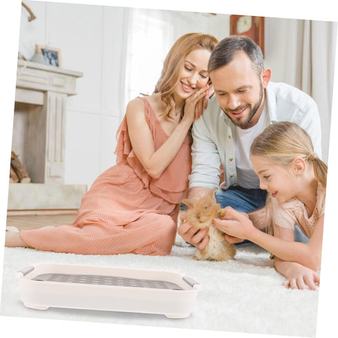 10.62X7.40X1.57 Inch Rabbit Litter Box Rectangular Small Pet Toilet with Raised Fence Non-Slip Bottom for Bunny