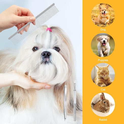 BWOGUE Premium Tick Removal Kit for Dogs and Cats - Stainless Steel Tool with Comb for Easy Tick and Flea Removal