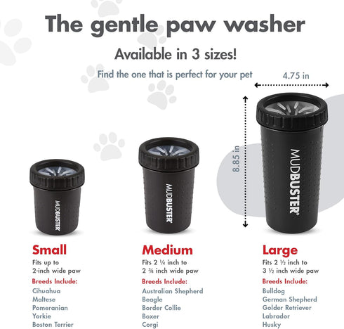 Dexas MudBuster Portable Dog Paw Washer - Large, Matte Black, Special Edition