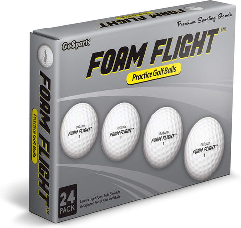 Pack 24 GoSports Foam Flight Practice Golf Balls - Choose White or Yellow - of Limited Flight Training Balls