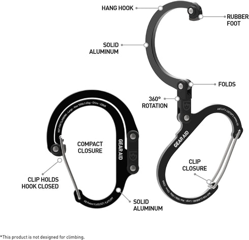 GEAR AID HEROCLIP (Large) - Carabiner Gear Clip and Hook for Heavy Duty Items and Camping