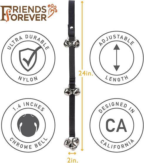Housetraining Communication Friends Forever Dog Doorbell for Bathroom Potty Training, Adjustable Nylon Strap Length
