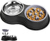 Dog Bowls, Double Dog Water and Food Bowls, Stainless Steel with Non-Slip Resin Station for Puppy and Medium Dogs