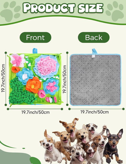 19.7''x19.7''Easy Snuffle Mat for Dogs, Slow Feeding Game Interactive Puzzle Dog Food Mat,Encourage Natural Foraging