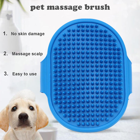4Pcs Dog Shower Grooming Kit - Soft Silicone Pet Shampoo Massage Dispenser and Grooming Shower Brush