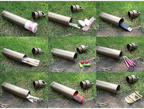 Outdoor Waterproof Capsule - Portable Container Seal Bottle Holder Case, Aluminum, Black