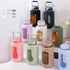 84oz 2.5l BLUEGO Water Bottle Glass with Stainless Steel Handle Large Water Bottle with Time Markers and Silicone