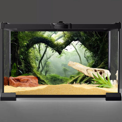 AWERT 72x24 inches Polyester Tropical Rainforest Background, Stream Green Huge Tree Reptile Habitat Decor