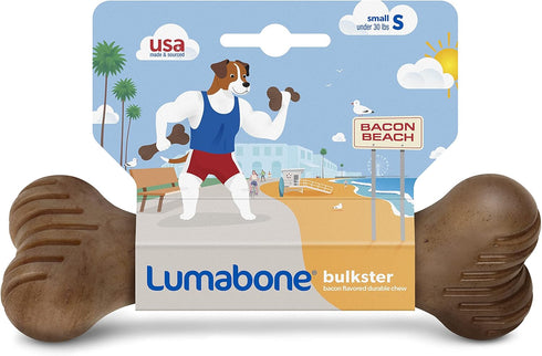 Bulkster Durable Chew Toy for Aggressive Chewers - Real Bacon, Made in USA, Small