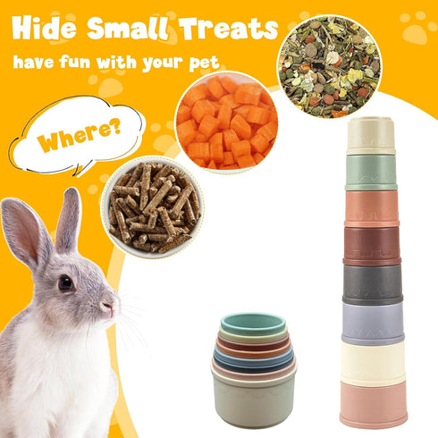 starfa lab 8 Pcs Stacking Cups for Small Animal Toys,Nesting Rabbit Toys of Different Sizes,Safe Plastic Colorful